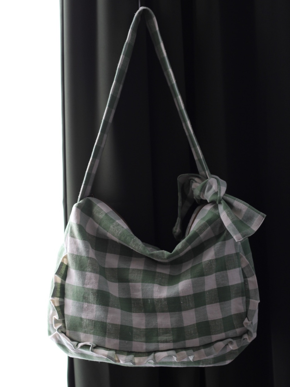 Green Gingham Shoulder Bag